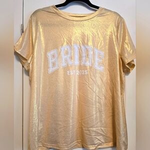 NWOT Bride est 2025 gold metallic XXL Short sleeve tee